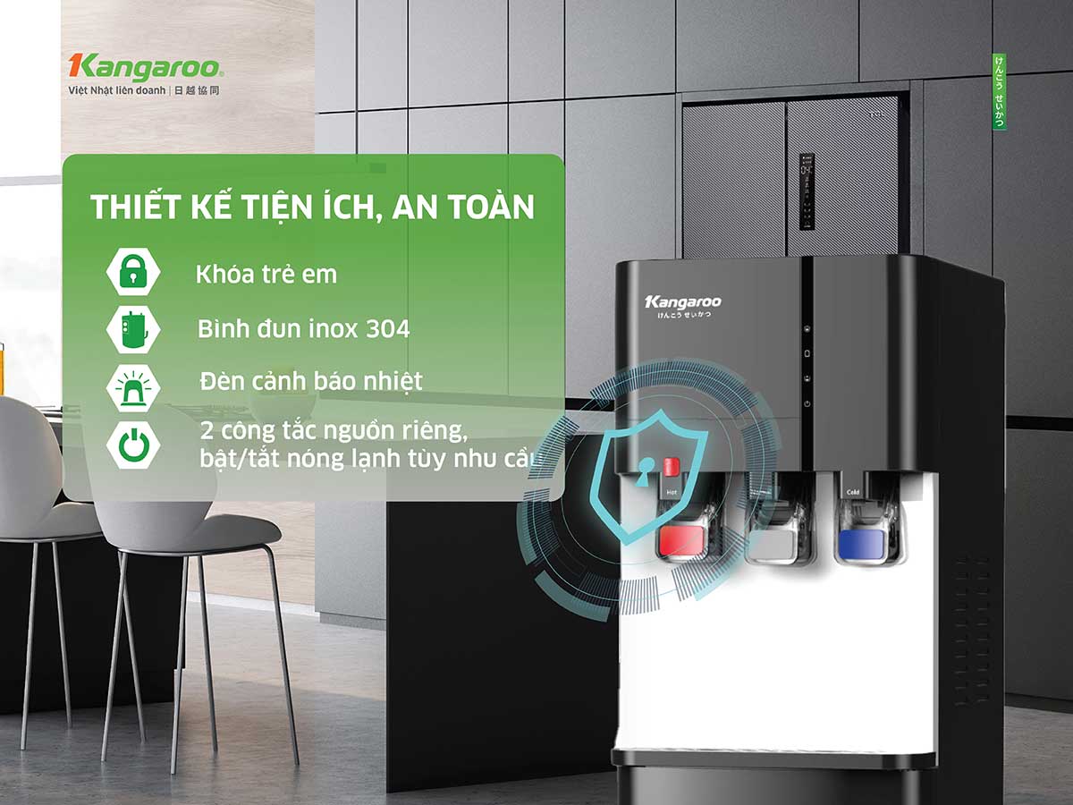 Cây nước nóng lạnh Kangaroo KG599A3, thiết kế tiện ích, an toàn